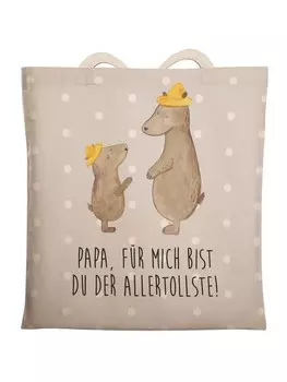 Шоппер Mr. & Mrs. Panda Einkaufstasche Bren mit Hut mit Spruch, цвет Grau Pastell