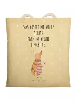 Шоппер Mr. & Mrs. Panda Einkaufstasche Nachtfalter Fhnchen mit Spruch, цвет Gelb Pastell