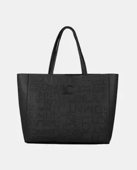 Шоппер с вырезанной монограммой под кожу Lola Casademunt, черный