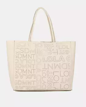 Шоппер с вырезанной монограммой под кожу Lola Casademunt, цвет Crudo