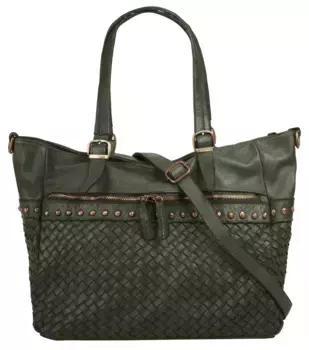 Шоппер Samantha Look, натуральная кожа, производство Италия, зеленый