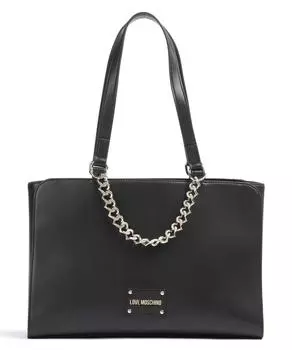 Шоппер-шопер из искусственной кожи со стразами в форме сердца Love Moschino, черный