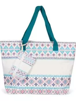 Шоппер styleBREAKER, цвет petrol/wei