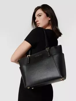 Шоппер-трапеция из сафьяновой кожи MICHAEL Michael Kors, черный