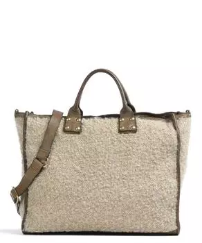 Шоппер зернистая яловая кожа, искусственный мех Campomaggi, зеленый