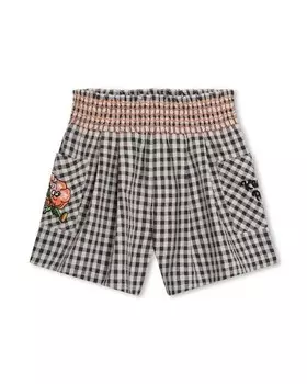 Шортики в мелкую клетку для девочки с эластичной резинкой на талии Kenzo Kids, серый