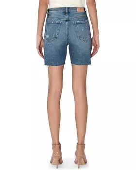 Шорты 7 For All Mankind Bike Shorts w/ Raw Hem in Luxe Vintage Iris Blue, цвет Luxe Vintage Iris Blue