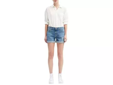 Шорты 7 For All Mankind, Mid-Roll Shorts w/ Destroy in Bright Light Broken Twill