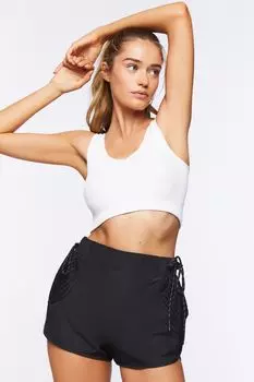 Шорты Active с сетчатым краем-тюльпаном Forever 21, черный
