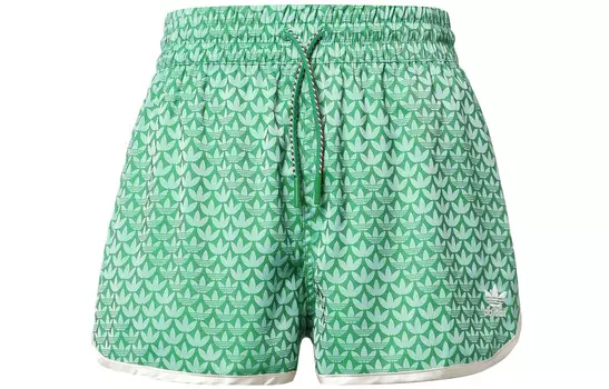 Шорты Adicolor 70s с высокой талией и монограммой, зеленые Adidas Originals