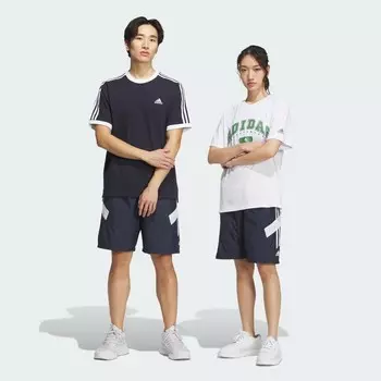 Шорты Adidas 3-Stripes loose fit mesh lined woven shorts (gender neutral), цвет Legend Ink/White
