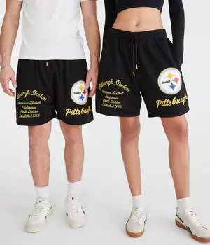 Шорты Aeropostale Pittsburgh Steelers Mesh 6 дюймов, черный