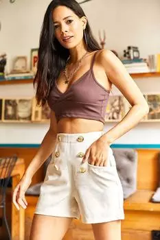 Шорты – экрю – Высокая талия Olalook