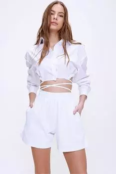 Шорты – экрю – Высокая талия Trend Alaat Stili, экрю