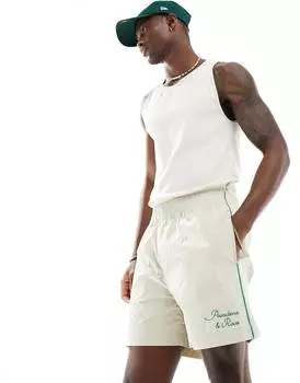 Шорты Asos Design Oversize All Over Embroidered, светло-бежевый