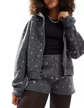 Шорты ASOS DESIGN серого цвета с люверсами