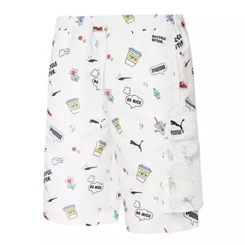Шорты awareness cargo woven shorts 'white black' Puma, белый