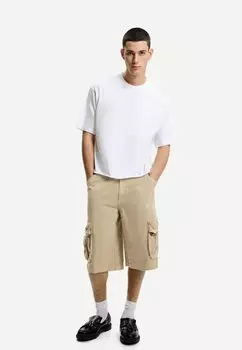 Шорты BAGGY - BERMUDA Bershka, песочный