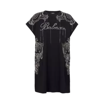 Шорты Balmain Sleeveless Embroidered Paisley Chains Dress 'Black/Old Silver', черный
