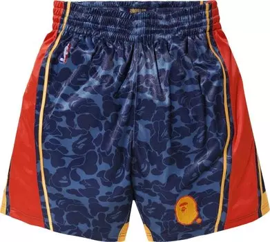 Шорты BAPE x Mitchell & Ness Warriors ABC Basketball Authentic Shorts 'Navy', синий