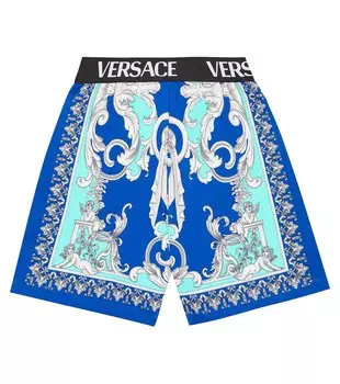 Шорты барокко из хлопкового джерси Versace, разноцветный