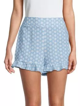 Шорты BCBGeneration с оборками и цветочным принтом, синий