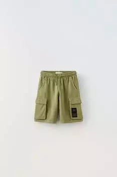 Шорты-бермуда-карго dye garment dye ZARA, светло-зеленый