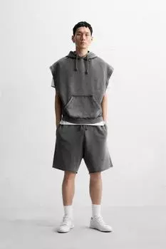 Шорты-бермуда ZARA, антрацитовый серый