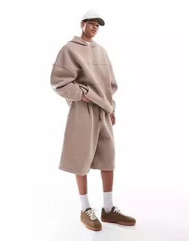 Шорты-бермуды ASOS DESIGN coord из плотной ткани, очень мешковатые, бежевого цвета - БЕЖЕВЫЙ