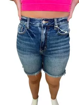 Шорты-бермуды Claudie High Rise с бахромой по низу синего цвета CELLO