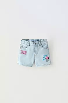 Шорты-бермуды деним с рисунком минни маус disney graffiti ZARA, синий