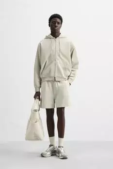 Шорты-бермуды для бега трусцой обычного покроя ZARA, цвет White/Grey