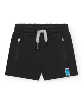 Шорты-бермуды для мальчика с карманами на молнии и регулируемой талией Tuc tuc, чёрный