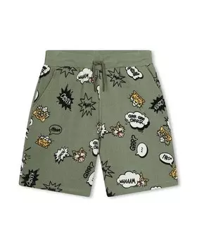 Шорты-бермуды для мальчика с принтом Kenzo Kids, темно-зеленый