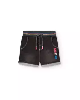 Шорты-бермуды для мальчика с резинкой на талии и завязками Boboli, черный