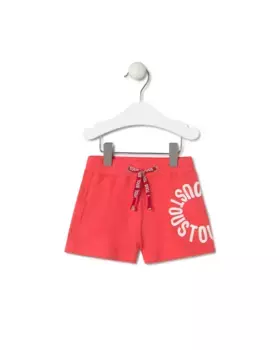 Шорты-бермуды для мальчиков из хлопка с круглым логотипом Tous, коралловый