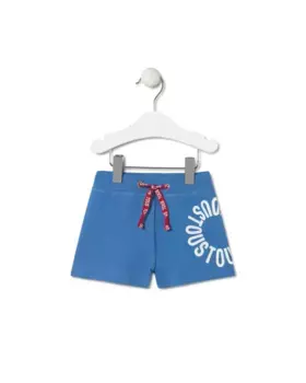 Шорты-бермуды для мальчиков из хлопка с круглым логотипом Tous, синий