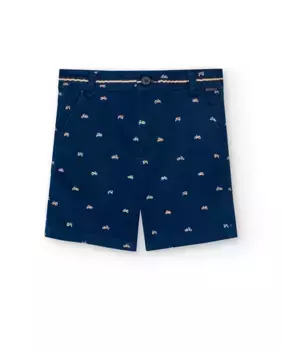 Шорты-бермуды для мальчиков с фантазийным принтом и застежкой на пуговицы Boboli, тёмно-синий