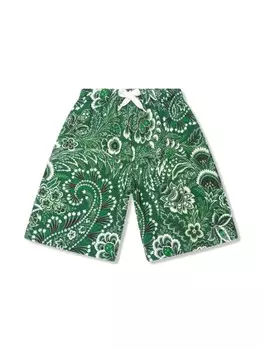 Шорты-бермуды ETRO KIDS с принтом пейсли, зеленый