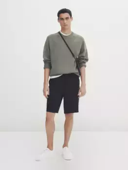 Шорты бермуды из 100% льна Massimo Dutti, синий