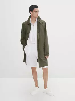 Шорты бермуды из 100% льна Massimo Dutti, белый