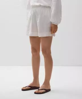 Шорты-бермуды из 100% льна Oysho, белый