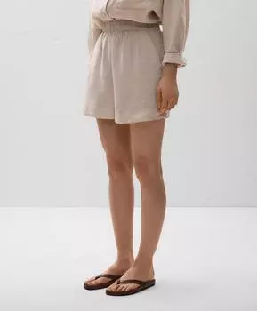 Шорты-бермуды из 100% льна Oysho, песочный меланж