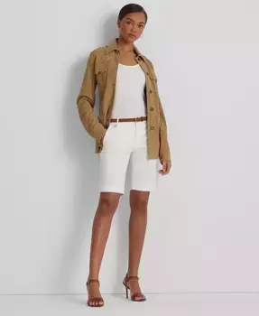 Шорты-бермуды из эластичной саржи Lauren Ralph Lauren, белый