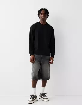 Шорты-Бермуды из денима Bershka, черный