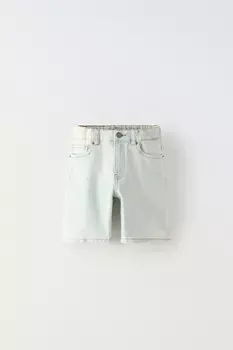Шорты-бермуды из денима стандартного кроя ZARA, светло-голубой