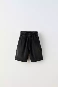 Шорты-бермуды из джинса carpenter ZARA, черный