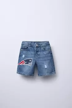 Шорты-бермуды из джинса patriots nfl ZARA, синий