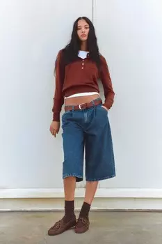 Шорты-бермуды из джинса trf ZARA, темно-синий