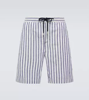 Шорты-Бермуды из хлопка и льна Levant Vilebrequin, синий